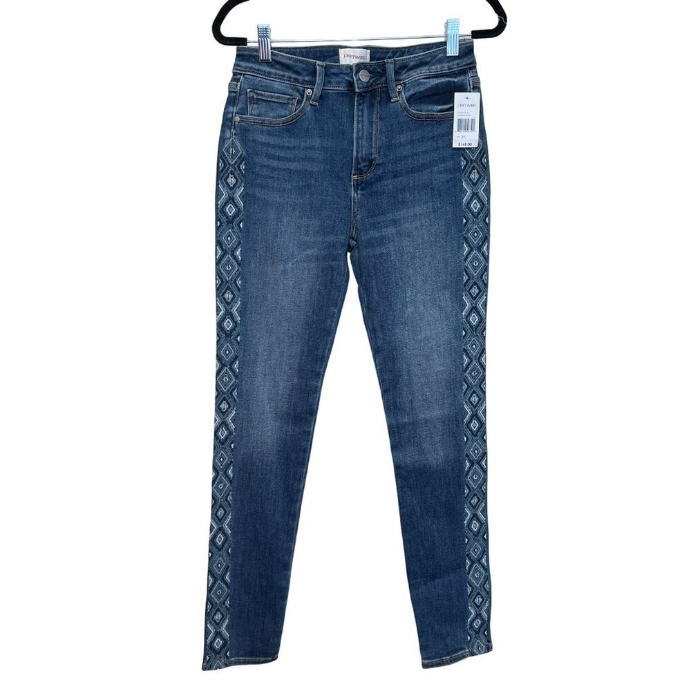 Driftwood Jackie High Rise Embroidered Medium Wash Boho Jeans Size 25 NWT